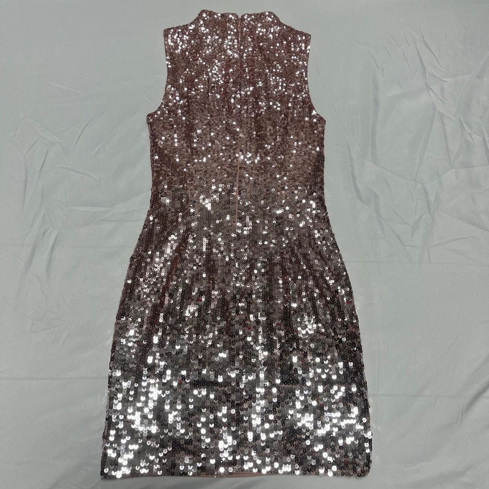 French Connection Rose Gold Ombre Sequin Mini Dress Size 0 - Picture 6 of 7